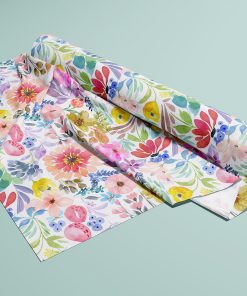 Fabric roll with a colorful watercolor floral print