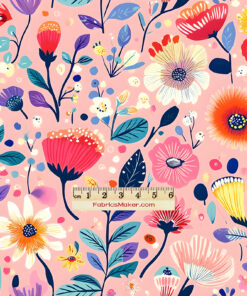 FY001 Playful Pink Wildflower Bouquet Custom Printed Fabric