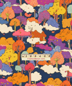 FY005 Whimsical Autumn Forest Treetops Custom Printed Fabric