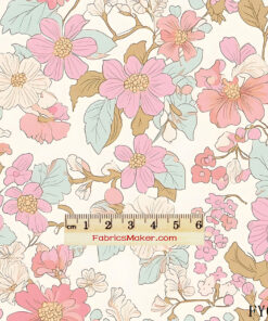 FY010 Romantic Pastel Blossom Branch Custom Printed Fabric