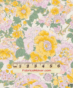 FY012 Golden Yellow Peony Bouquet Custom Printed Fabric