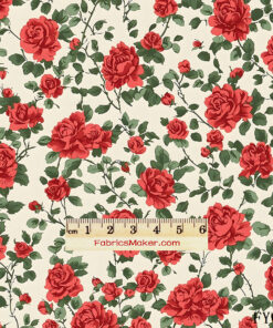 FY014 Trailing Red Rose Garden Custom Printed Fabric