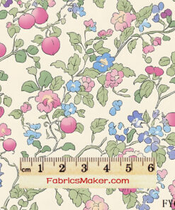 FY023 Pink Apple and Periwinkle Branch Custom Printed Fabric