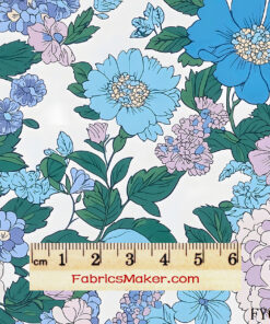 FY026 Sky Blue Peony and Hydrangea Custom Printed Fabric