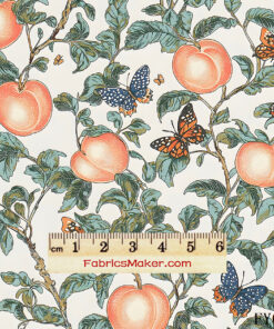 FY028 Vintage Peach Orchard Butterfly Custom Printed Fabric