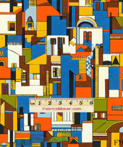 FY034 Cubist Architectural Cityscape Custom Printed Fabric
