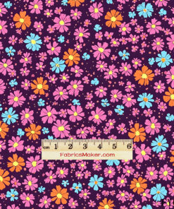 FY040 Plum Ditsy Daisy Confetti Custom Printed Fabric