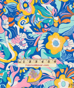 FY042 Abstract Pop Floral Collage Custom Printed Fabric