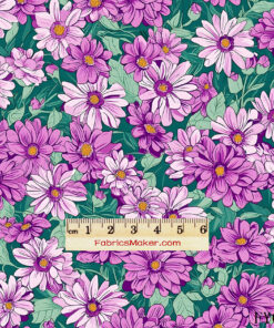 FY043 Magenta Daisy on Emerald Custom Printed Fabric