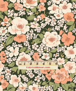 FY044 Peach Rose and Baby's Breath Custom Printed Fabric
