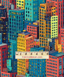 FY051 Pop Art City Skyline Custom Printed Fabric