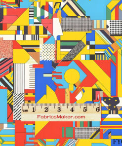 FY052 Memphis Style Geometric Collage Custom Printed Fabric
