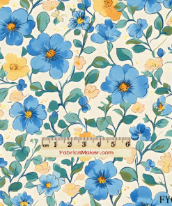 FY058 Sky Blue Watercolor Blossom Custom Printed Fabric