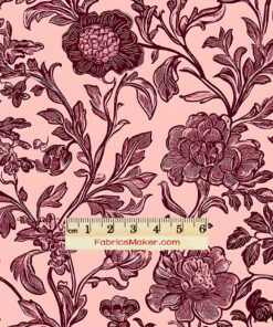 FY059 Vintage Engraved Rose Damask Custom Printed Fabric